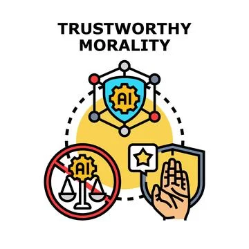 Ensuring trustworthy morality in artificial intelligence ethics and developme Stock Illustration