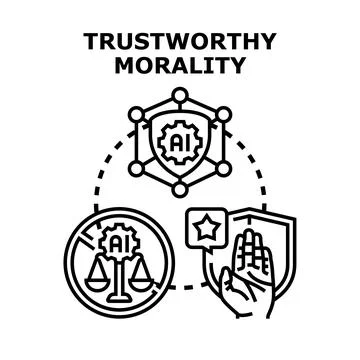 Ensuring trustworthy morality in artificial intelligence ethics and developme Stock Illustration