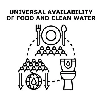 Ensuring universal availability of food and clean water Stock Illustration