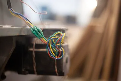Entangled wires in the plotter device Stock Photos