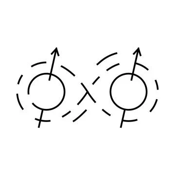 Entanglement quantum technology line icon vector illustration Stock Illustration