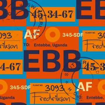 Entebbe airport tag seamless pattern Stockillustratie