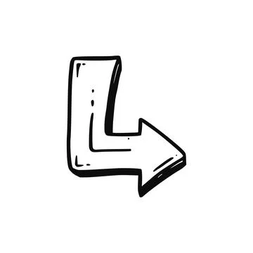 Enter arrow key hand drawn doodle element. Sketch line Stock Illustration