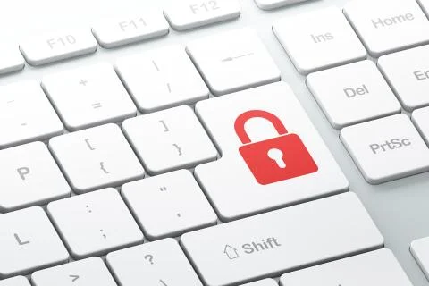 Enter button with closed padlock on computer keyboard Stock Illustration