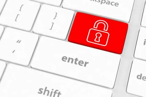 Enter button with closed padlock on computer keyboard background 스톡 일러스트