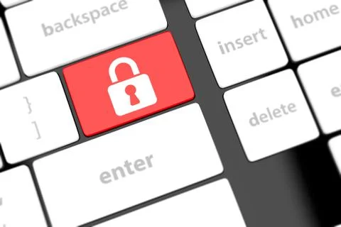 Enter button with closed padlock on computer keyboard background イラスト素材