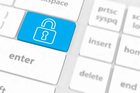 Enter button with closed padlock on computer keyboard background 스톡 일러스트