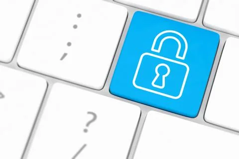 Enter button with closed padlock on computer keyboard background Stock Illustration
