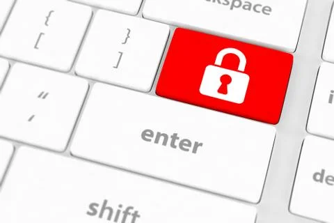 Enter button with closed padlock on computer keyboard background 스톡 일러스트