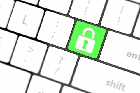 Enter button with closed padlock on computer keyboard background 스톡 일러스트