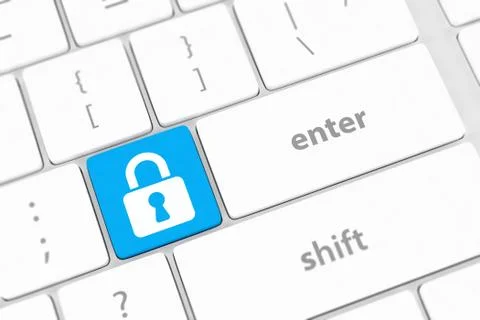 Enter button with closed padlock on computer keyboard background Stock Illustration