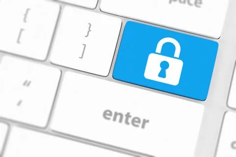 Enter button with closed padlock on computer keyboard background 스톡 일러스트