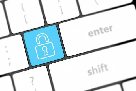 Enter button with closed padlock on computer keyboard background 库存插图