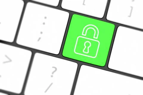 Enter button with closed padlock on computer keyboard background Stock Illustration