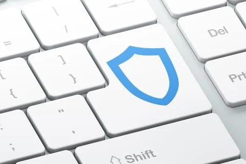 Enter button with contoured shield on computer keyboard 스톡 일러스트