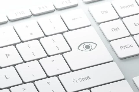Enter button with eye on computer keyboard Stock Illustration