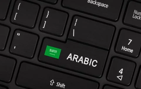 Enter button with flag Arabic - Concept of language Stock Photos