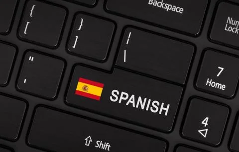 Enter button with flag Spain - Concept of language Stock Photos