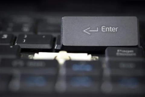 Enter button of laptop keyboard has crashed. Stock Photos