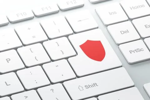 Enter button with shield on computer keyboard Stock Illustration