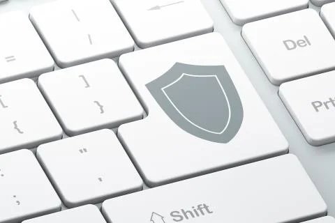 Enter button with shield on computer keyboard 스톡 일러스트