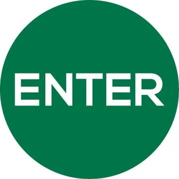 Enter button sign. Floor label. White text with green background Illustrazione stock