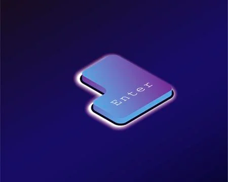 Enter. Covered with a neon backlit keyboard button. Software development conc イラスト素材