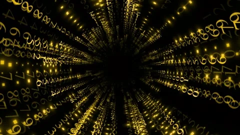 Enter the data stream with this dynamic golden number tunnel background, perfect Stock Footage 321395430