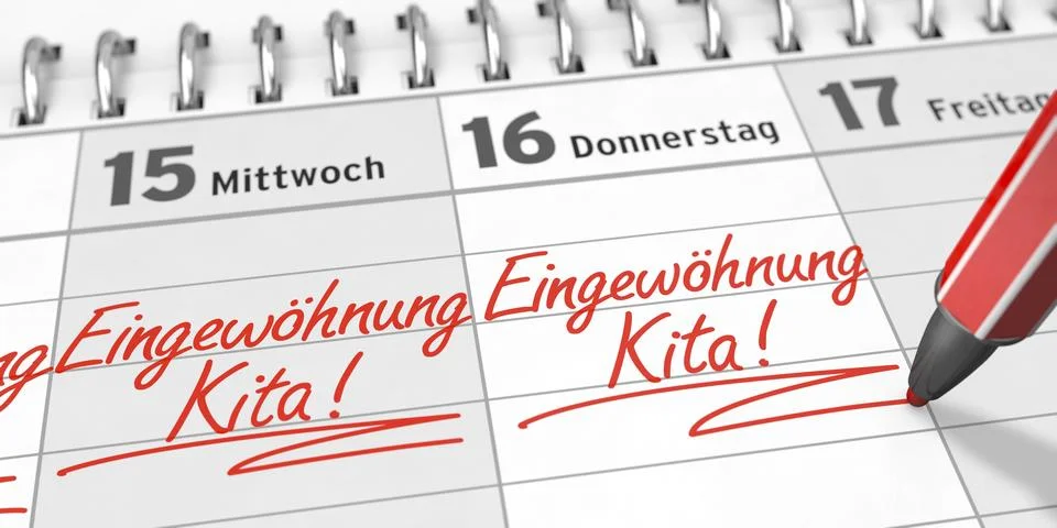 Enter dates for settling in with daycare in the diary. Dates for settling in Stock Illustration