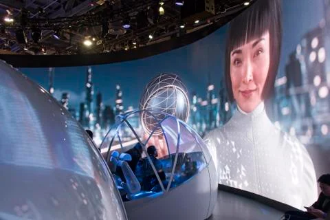 Enter the future at the 2019 CES show Hyundai exhibit Stock Photos