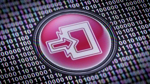 Enter icon. Binary code ( array of bits ) in the screen. Looping footage Stock Footage 110754855