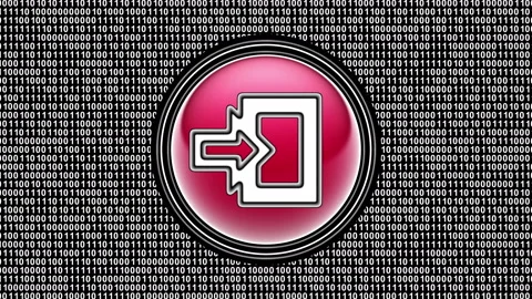 Enter icon. Binary code ( array of bits ) in the screen. Looping footage. Stock Footage 123819008