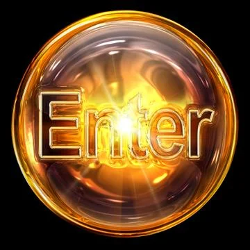 Enter icon fire, isolated on black background. Ilustração Stock