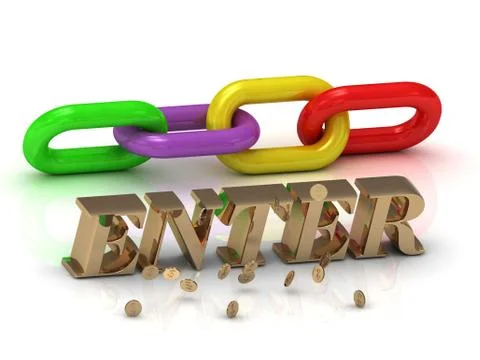 ENTER- inscription of gold letters and green, yellow, red section of the chai Stock Illustration