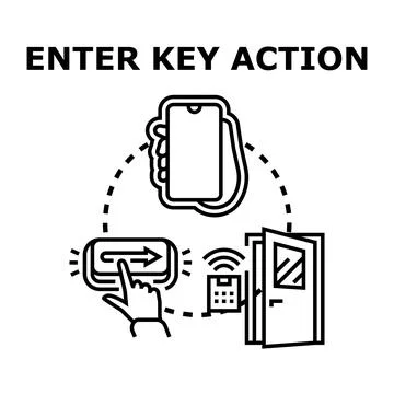 Enter key action concept with smart access security Stock Illustration