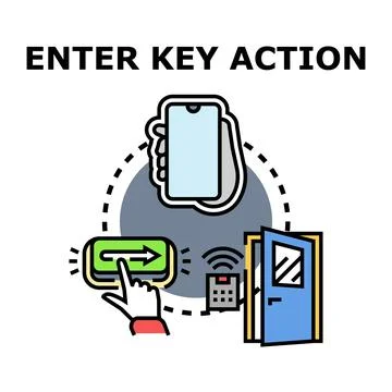 Enter key action concept with smart access security Stock Illustration
