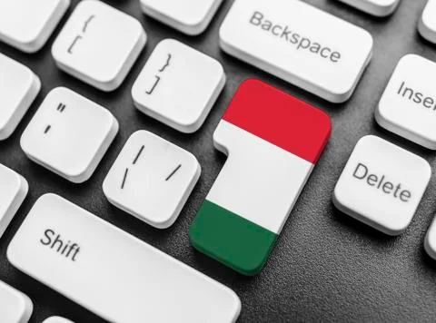 Enter key button with Flag of Hungary. Foto stock