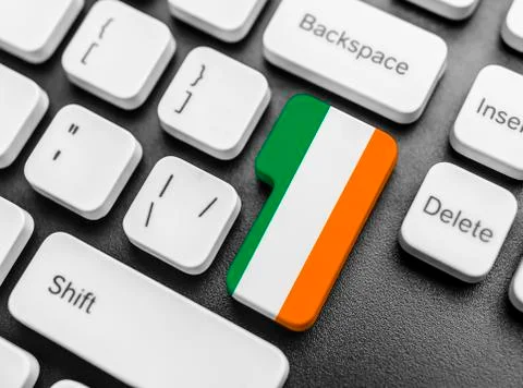 Enter key button with Flag of Ireland. Foto stock