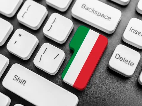 Enter key button with Flag of Italy. Stock Photos