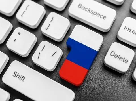 Enter key button with Flag of Russia. Foto stock
