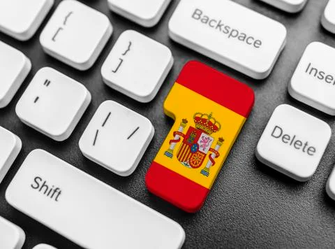 Enter key button with Flag of Spain. Foto stock