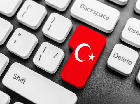 Enter key button with Flag of Turkey. Stock Photos