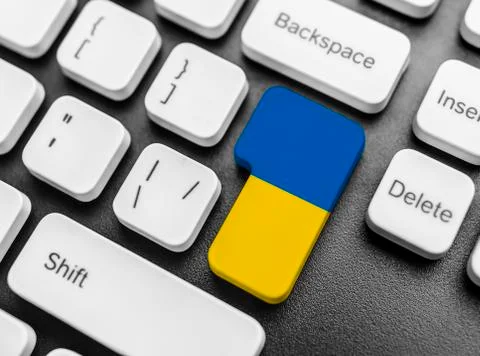 Enter key button with Flag of Ukraine. Foto stock