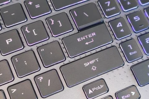 Enter key button, notebook keyboard close-up Foto stock