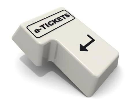 Enter key with e-TICKETS word 库存插图