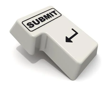 The enter key labeled SUBMIT word Stock Illustration