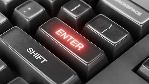 Enter keys, message sending concept, data entry. Program launch. User Stock Illustration