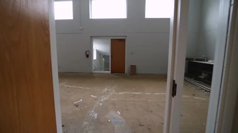 Enter Large Empty Room Undergoing Construction Remodeling Stock Footage 267436730