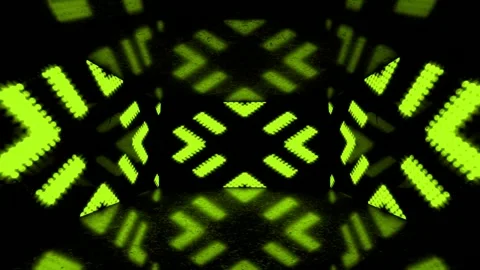 Enter the neon matrix with dynamic glowing shapes, an immersive visual experienc Stock Footage 321395727