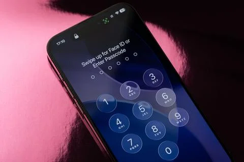 Enter passcode on iphone screen Foto stock